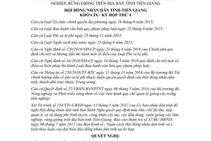 Nghị quyết 10/2017/NQ-HĐND thu quản lý phí bình tuyển vườn giống cây lâm nghiệp Tiền Giang