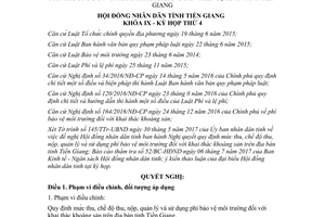 Nghị quyết 20/2017/NQ-HĐND mức thu nộp phí bảo vệ môi trường khai thác khoáng sản Tiền Giang