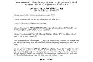 Nghị quyết 47/2017/NQ-HĐND chính sách tạo nguồn lực xây dựng thị xã Kỳ Anh đô thị loại 3 Hà Tĩnh