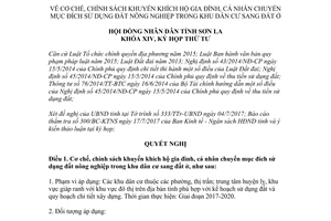 Nghị quyết 49/2017/NQ-HĐND khuyến khích chuyển mục đích sử dụng đất nông nghiệp sang ở Sơn La