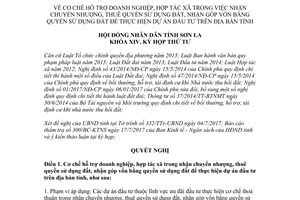 Nghị quyết 48/2017/NQ-HĐND hỗ trợ nhận chuyển nhượng thuê góp vốn quyền sử dụng đất Sơn La