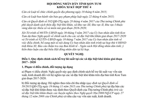 Nghị quyết 06/2017/NQ-HĐND chính sách hỗ trợ lãi suất xã đặc biệt khó khăn Kon Tum 2017 2020