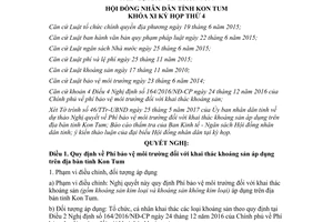 Nghị quyết 08/2017/NQ-HĐND Phí bảo vệ môi trường đối với khai thác khoáng sản Kon Tum