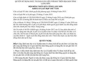 Nghị quyết 39/2017/NQ-HĐND trích để lại thu phí giao dịch bảo đảm bằng quyền sử dụng đất Lạng Sơn