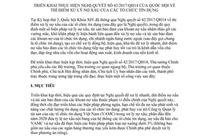 Directive 32/CT-TTg 2017 initiation 42/2017/QH14 pilot settlement bad debts credit institutions