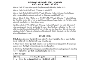 Nghị quyết 44/2017/NQ-HĐND thu tỷ lệ phần trăm trích để lại cơ quan tổ chức lệ phí hộ tịch Lạng Sơn