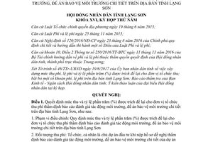 Nghị quyết 32/2017/NQ-HĐND mức thu tỷ lệ trích lại phí thẩm định tác động môi trường Lạng Sơn