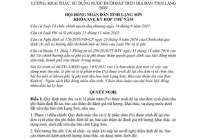 Nghị quyết 34/2017/NQ-HĐND mức thu trích lại thu phí thẩm định đề án khai thác nước Lạng Sơn