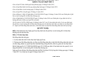 Nghị quyết 04/2017/NQ-HĐND quy định mức thu phí bảo vệ môi trường khai thác khoáng sản Phú Yên