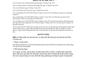 Nghị quyết 10/2017/NQ-HĐND Khoản thu tiền bảo vệ phát triển đất trồng lúa Phú Yên