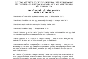 Nghị quyết 18/2017/NQ-HĐND mức trích khoản thu hồi công tác thanh tra nộp ngân sách Kon Tum