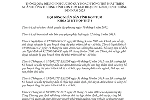 Nghị quyết 20/2017/NQ-HĐND Quy hoạch tổng thể phát triển ngành Công Thương Kon Tum 2020