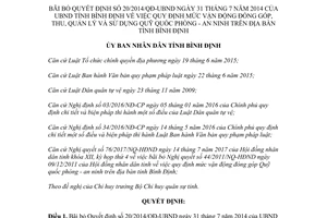 Quyết định 42/2017/QĐ-UBND bãi bỏ 20/2014/QĐ-UBND đóng góp thu Quỹ quốc phòng Bình Định