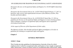 Circular 19/2017/TT-BLDTBXH on guidelines for training in occupational safety and hygiene