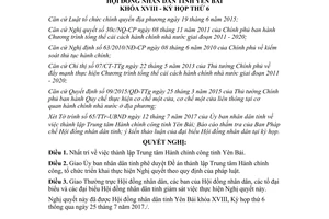 Nghị quyết 23/NQ-HĐND 2017 thành lập Trung tâm Hành chính công Yên Bái