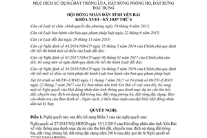 Nghị quyết 32/2017/NQ-HĐND sửa đổi 27/2015/NQ-HĐND dự án thu hồi chuyển mục đích Yên Bái