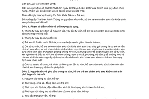 Thông tư 33/2017/TT-BYT tư vấn hỗ trợ trẻ em chăm sóc sức khỏe sinh sản phù hợp với độ tuổi