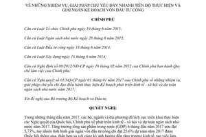Nghị quyết 70/NQ-CP 2017 nhiệm vụ giải pháp tiến độ thực hiện giải ngân kế hoạch vốn đầu tư công