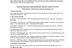 Tiêu chuẩn quốc gia TCVN 7359:2003 (ISO 4131 : 1979) về phương tiện giao thông đường bộ - Mã kích thước ô tô con