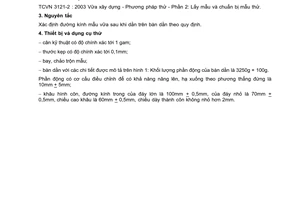 Tiêu chuẩn Việt Nam TCVN 3121-3:2003 về vữa xây dựng - phương pháp thử - phần 3: xác định độ lưu động của vữa tươi (phương pháp bàn dằn) do Bộ Khoa học và Công nghệ ban hành