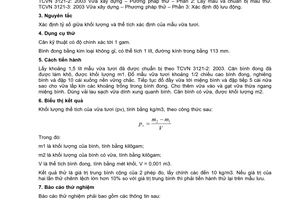 Tiêu chuẩn Việt Nam TCVN 3121-6:2003 về vữa xây dựng - phương pháp thử- phần 6: xác định khối lượng thể tích vữa tươi do Bộ Khoa học và Công nghệ ban hành