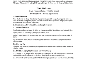 Tiêu chuẩn Việt Nam TCVN 7247:2003 về thực phẩm chiếu xạ - Yêu cầu chung do Bộ Khoa học và Công nghệ ban hành
