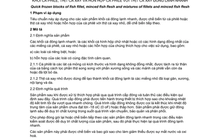 Tiêu chuẩn Việt Nam TCVN 7267:2003 (CODEX STAN 165 : 1995) về khối cá philê, thịt cá xay và hỗn hợp cá philê với thịt cá xay đông lạnh nhanh do Bộ Khoa học và Công nghệ ban hành