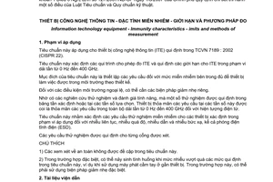 Tiêu chuẩn quốc gia TCVN 7317:2003 (CISPR 24 : 1997) về Thiết bị công nghệ thông tin - Đặc tính miễn nhiễm - Giới hạn và phương pháp đo