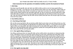 Tiêu chuẩn Việt Nam TCVN 7250:2003 về quy phạm vận hành thiết bị chiếu xạ xử lý thực phẩm do Bộ Khoa học và Công nghệ ban hành