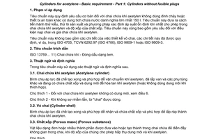 Tiêu chuẩn Việt Nam TCVN 7052-1:2002 (ISO 3087 - 1 : 2002) về Chai chứa khí axetylen - Yêu cầu cơ bản - Phần 1: Chai không dùng đinh chảy do Bộ Khoa học Công nghệ và Môi trường ban hành