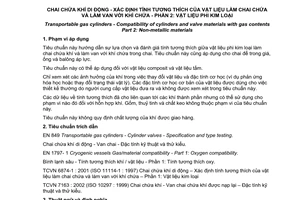 Tiêu chuẩn Việt Nam TCVN 6874-2:2002 (ISO 11114-2: 2000) về Chai chứa khí di động - Xác định tính tương thích của vật liệu làm chai chứa và làm van với khí chứa - Phần 2: Vật liệu phi kim loại do Bộ Khoa học và Công nghệ ban hành