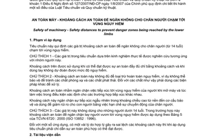Tiêu chuẩn quốc gia TCVN 7014:2002 (ISO 13853:1998) về An toàn máy - Khoảng cách an toàn để ngăn không cho chân người chạm tới vùng nguy hiểm