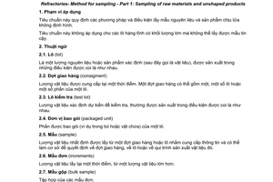 Tiêu chuẩn quốc gia TCVN 7190-1:2002 về Vật liệu chịu lửa - Phương pháp lấy mẫu - Phần 1: Lấy mẫu nguyên liệu và sản phẩm không định hình