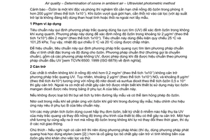 Tiêu chuẩn Việt Nam TCVN 7171:2002 (ISO 13964 : 1998) về chất lượng không khí - xác định ôzôn trong không khí xung quanh - phương pháp trắc quang tia cực tím do Bộ Khoa học và Công nghệ ban hành
