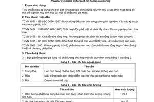 Tiêu chuẩn Việt Nam TCVN 5720:2001 về bột giặt tổng hợp gia dụng do Bộ Khoa học Công nghệ và Môi trường ban hành