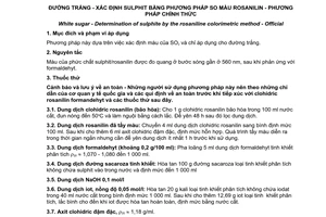 Tiêu chuẩn Việt Nam TCVN 6329:2001 (ICUMSA GS2 - 33 : 1994) về đường trắng - xác định Sulphit bằng phương pháp so màu Rosanilin - phương pháp chính thức do Bộ Khoa học Công nghệ và Môi trường ban hành
