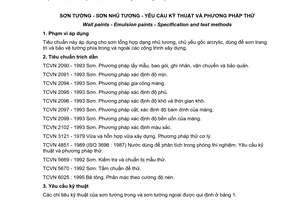 Tiêu chuẩn Việt Nam TCVN 6934:2001 về Sơn tường - Sơn nhũ tương - Yêu cầu kỹ thuật và phương pháp thử