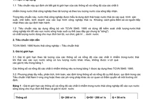 Tiêu chuẩn Việt Nam TCVN 6982:2001 về chất lượng nước - tiêu chuẩn nước thải công nghiệp thải vào vực nước sông dùng cho mục đích thể thao và giải trí dưới nước do Bộ Khoa học Công nghệ và Môi trường ban hành