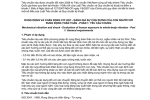 Tiêu chuẩn quốc gia TCVN 6964-1:2001 (ISO 2631-1 : 1997) về Rung động và chấn động cơ học - Đánh giá sự tiếp xúc của con người với rung toàn thân - Phần 1: Yêu cầu chung