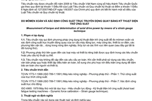 Tiêu chuẩn quốc gia TCVN 6812:2001 về Đo mômen xoắn và xác định công suất trục truyền động quay bằng kỹ thuật điện trở ứng suất