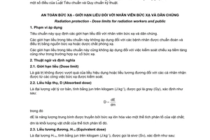 Tiêu chuẩn quốc gia TCVN 6866:2001 về An toàn bức xạ - Giới hạn liều đối với nhân viên bức xạ và dân chúng