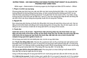 Tiêu chuẩn Việt Nam TCVN 6960:2001 (ICUMSA GS 2/3 – 5:1997) về đường trắng - xác định đường khử bằng phương pháp Knight và Allen EDTA - phương pháp chính thức do Bộ Khoa học Công nghệ và Môi trường ban hành