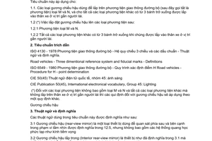 Tiêu chuẩn Việt Nam TCVN 6769:2001 về phương tiện giao thông đường bộ - gương chiếu hậu - yêu cầu và phương pháp thử trong công nhận kiểu do Bộ Khoa học Công nghệ và Môi trường ban hành