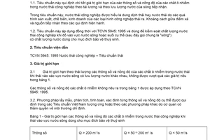 Tiêu chuẩn Việt Nam TCVN 6984:2001 về chất lượng nước - tiêu chuẩn nước thải công nghiệp thải vào vực nước sông dùng cho mục đích bảo vệ thuỷ sinh do Bộ Khoa học Công nghệ và Môi trường ban hành