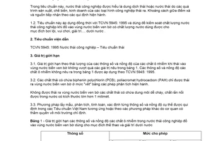 Tiêu chuẩn Việt Nam TCVN 6987:2001 về chất lượng nước - tiêu chuẩn nước thải công nghiệp thải vào vực nước biển ven bờ dùng cho mục đích thể thao và giải trí dưới nước do Bộ Khoa học Công nghệ và Môi trường ban hành