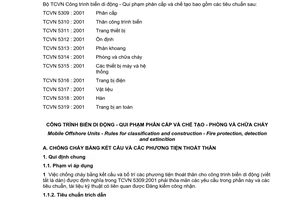 Tiêu chuẩn quốc gia TCVN 5314:2001 về Công trình biển di động – Quy phạm phân cấp và chế tạo - Phòng và chữa cháy