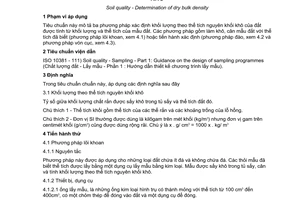 Tiêu chuẩn Việt Nam TCVN 6860:2001 (ISO 11272 : 1998) về chất lượng đất - xác định khối lượng theo thể tích nguyên khối khô do Bộ Khoa học Công nghệ và Môi trường ban hành