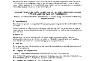 Tiêu chuẩn quốc gia TCVN 6681:2000 (ISO 13276:1997) về Thuốc lá và sản phẩm thuốc lá - Xác định độ tinh khiết của nicotin - Phương pháp khối lượng sử dụng axit tungstosilixic