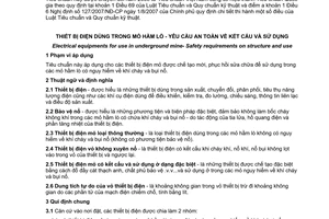 Tiêu chuẩn quốc gia TCVN 6734:2000 về Thiết bị điện dùng trong mỏ hầm lò - Yêu cầu an toàn về kết cấu và sử dụng