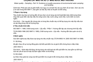 Tiêu chuẩn Việt Nam TCVN 6663-14:2000 (ISO 5667-14 : 1998) về chất lượng nước - Lấy mẫu - Phần 14 - Hướng dẫn đảm bảo chất lượng lấy mẫu và xử lý mẫu nước môi trường do Bộ Khoa học Công nghệ và Môi trường ban hành